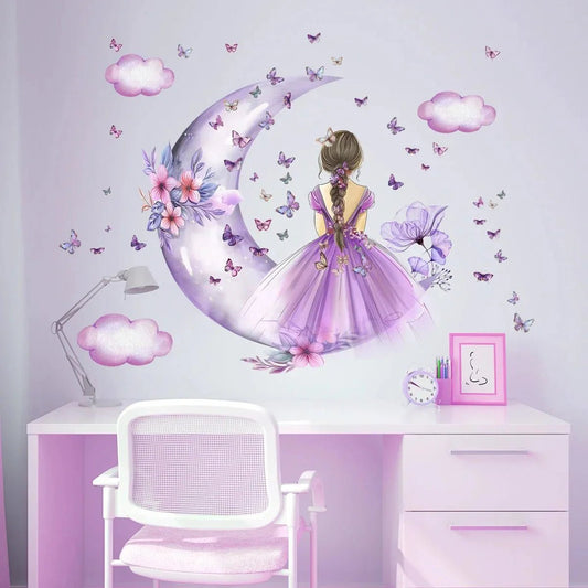 Décoration Murale - PrincesseSticker™ - Lune Mauve - Coin du Bambin