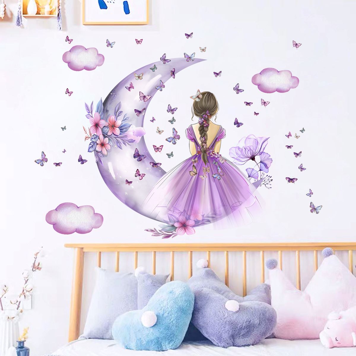 Décoration Murale - PrincesseSticker™ - Lune Mauve - Coin du Bambin