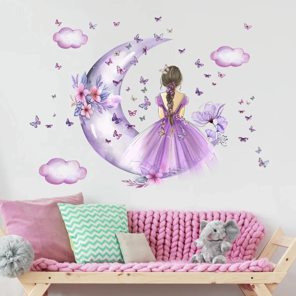 Décoration Murale - PrincesseSticker™ - Lune Mauve - Coin du Bambin