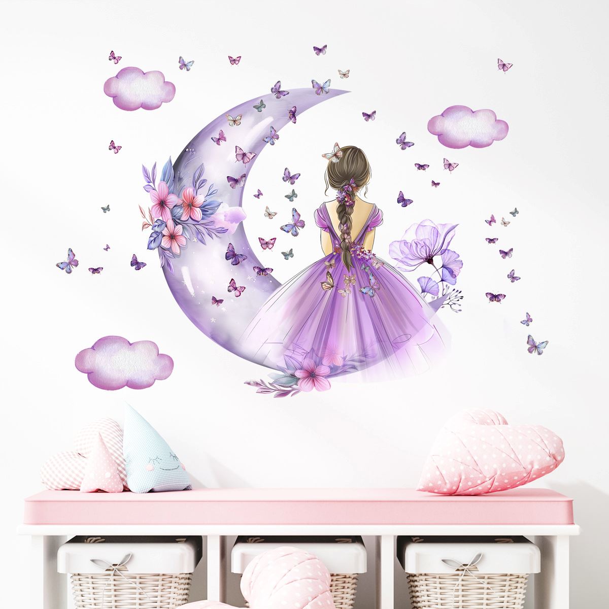 Décoration Murale - PrincesseSticker™ - Lune Mauve - Coin du Bambin