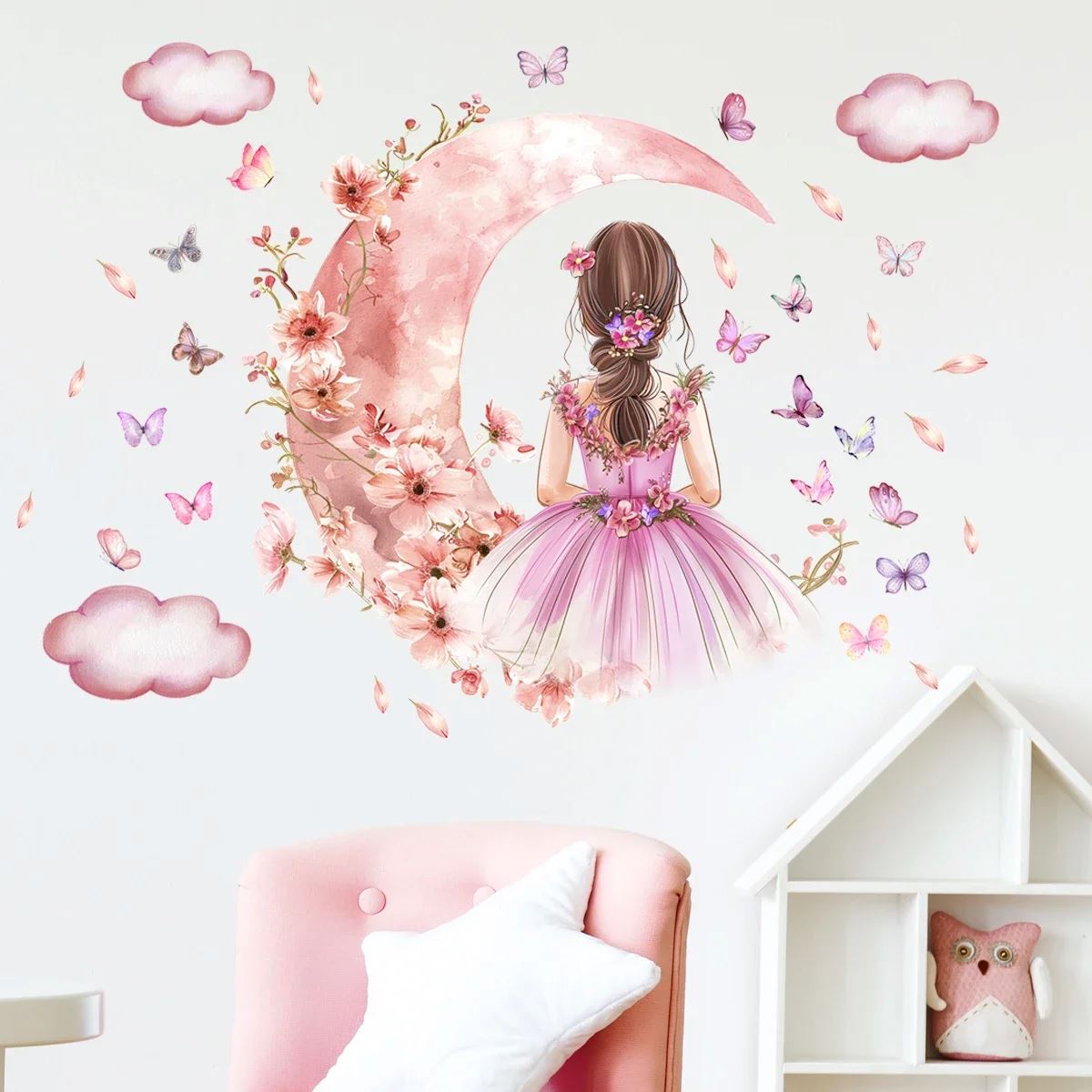 Décoration Murale - PrincesseSticker™ - Lune Rose - Coin du Bambin