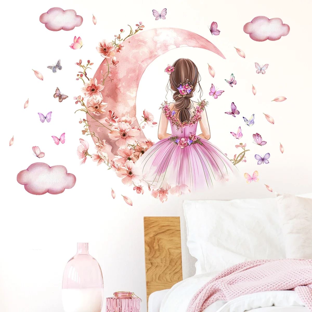 Décoration Murale - PrincesseSticker™ - Lune Rose - Coin du Bambin